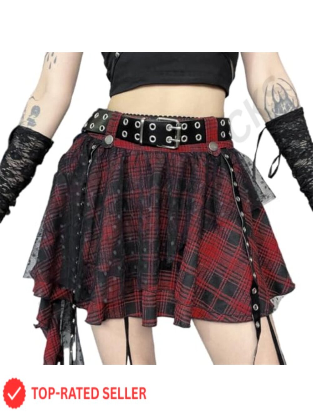 Gothic Pleated Mini Skirt High Waisted A-Line Flare Y2K Punk Grunge